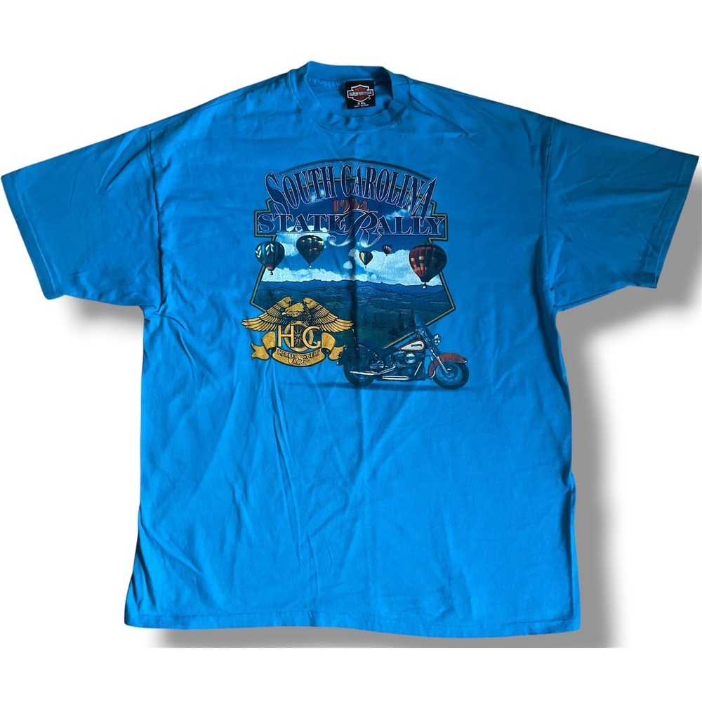 Vtg 1994 Harley Davidson South Carolina State Rally Single Stitch Tee XXL Blue